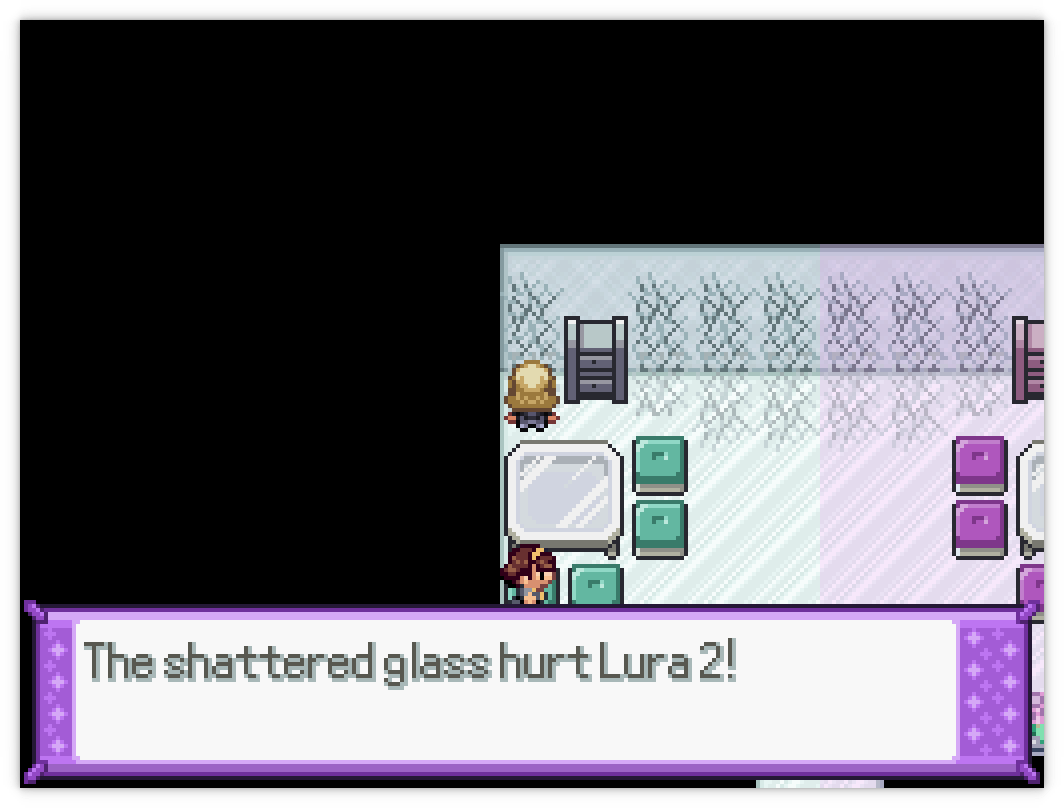 The shattered glass hurt Lura 3!
